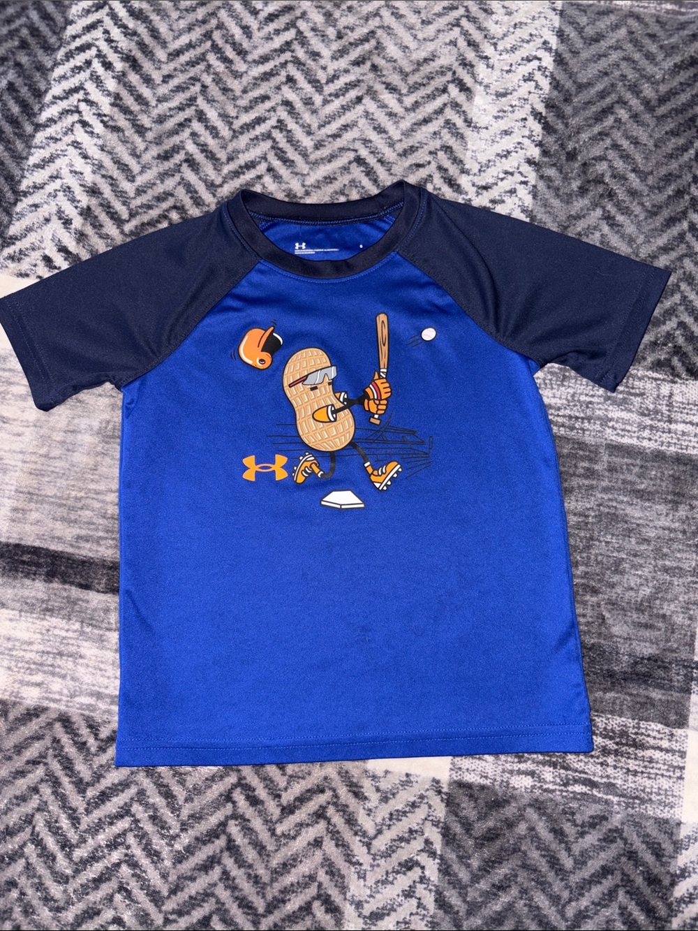 Under Armour Blue and Navy Boys' Baseball Peanut Graphic Short Sleeve Tee